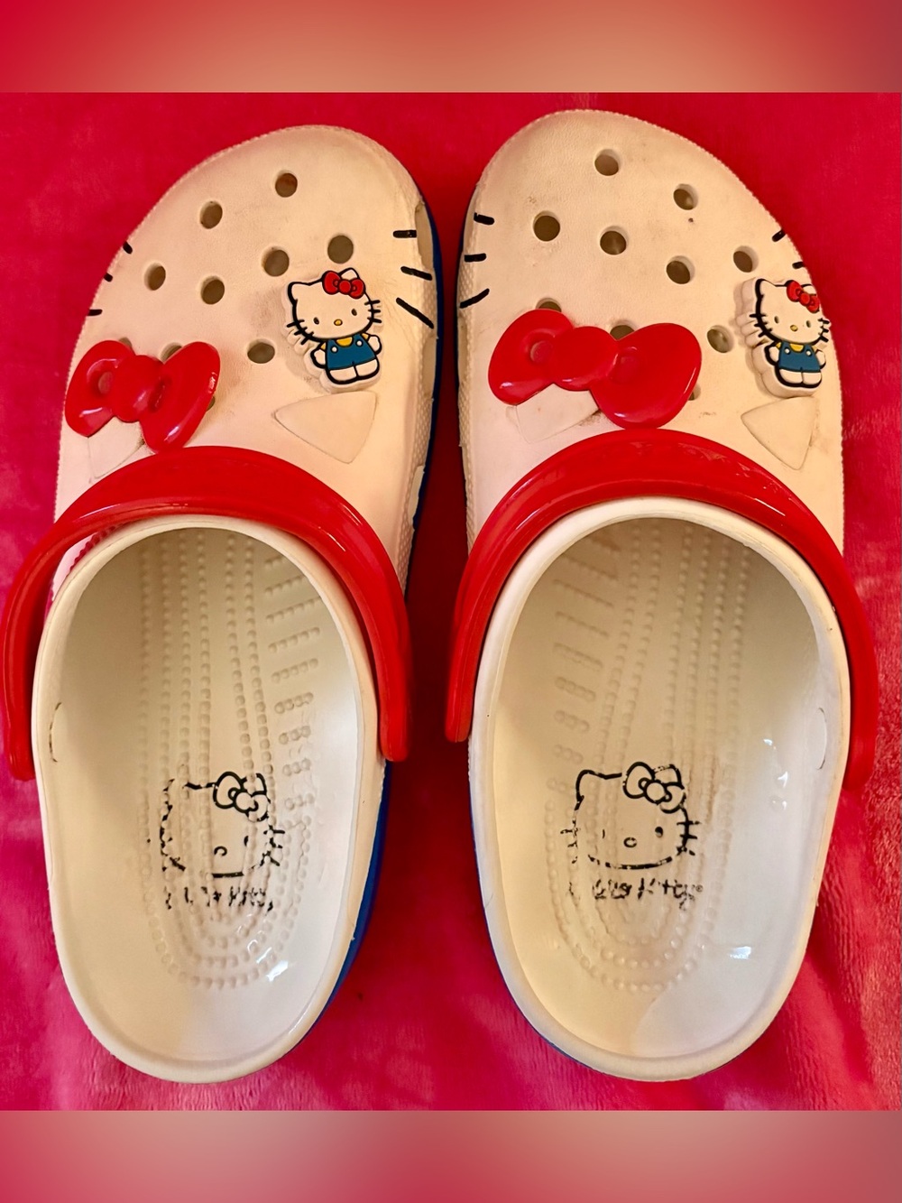 CROCS White, Red & Blue Hello Kitty Clog Mules